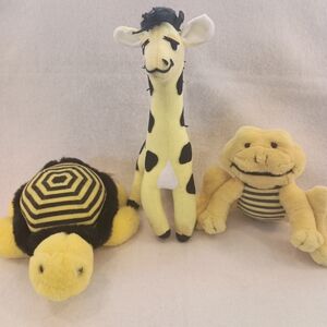 3 Vintage Stuffed Animals Yellow Cliffs Notes Turtle Frog Dream Pets Giraffe